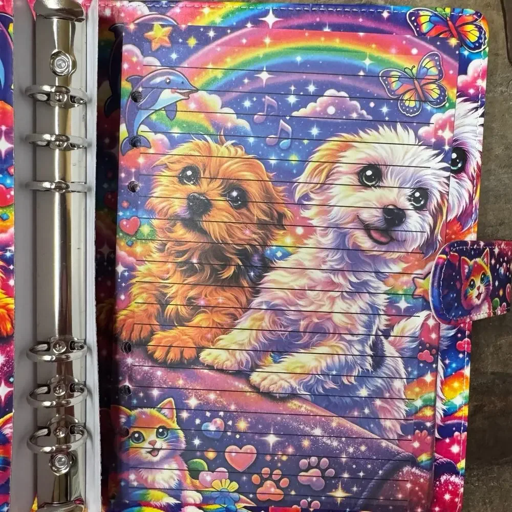 Lisa Frank Dogs A5 6 ring binder with matching paper